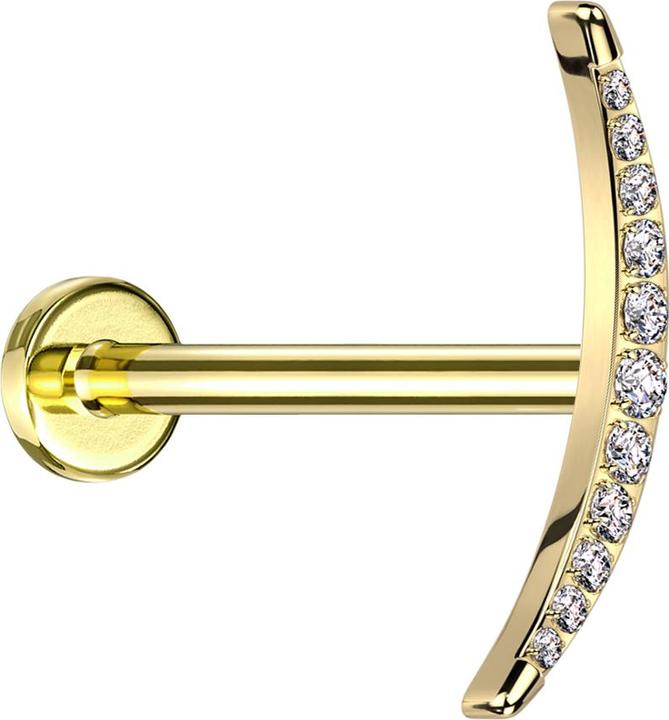 Actual product image Star Piercing Micro Labret internal thread gold plated crescent moon silver with crystals silver (without brass, Titanium)