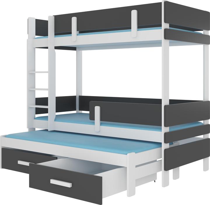 Actual product image ADRK Furniture Triple Bunk Bed with Mattresses ETAPO 180x80
