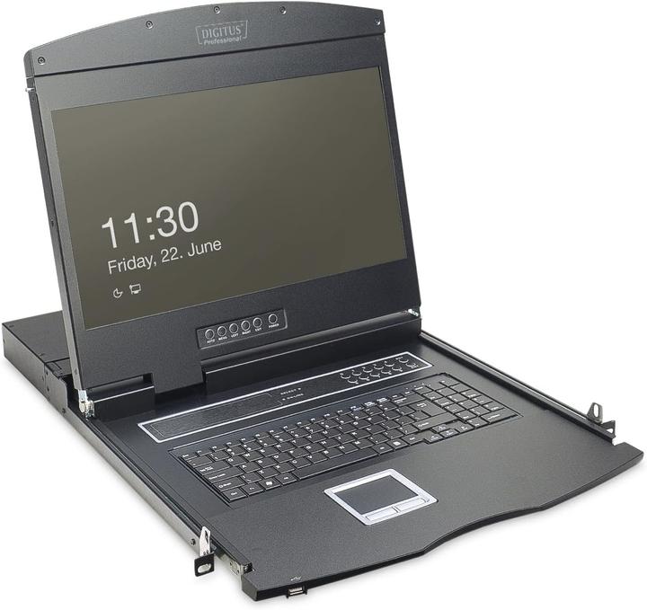 Produktbild Digitus Modulare Konsole mit 48,3cm 19Zoll TFT ohne Tastaur ohne KVM Modul RAL 9005 - schwarz
