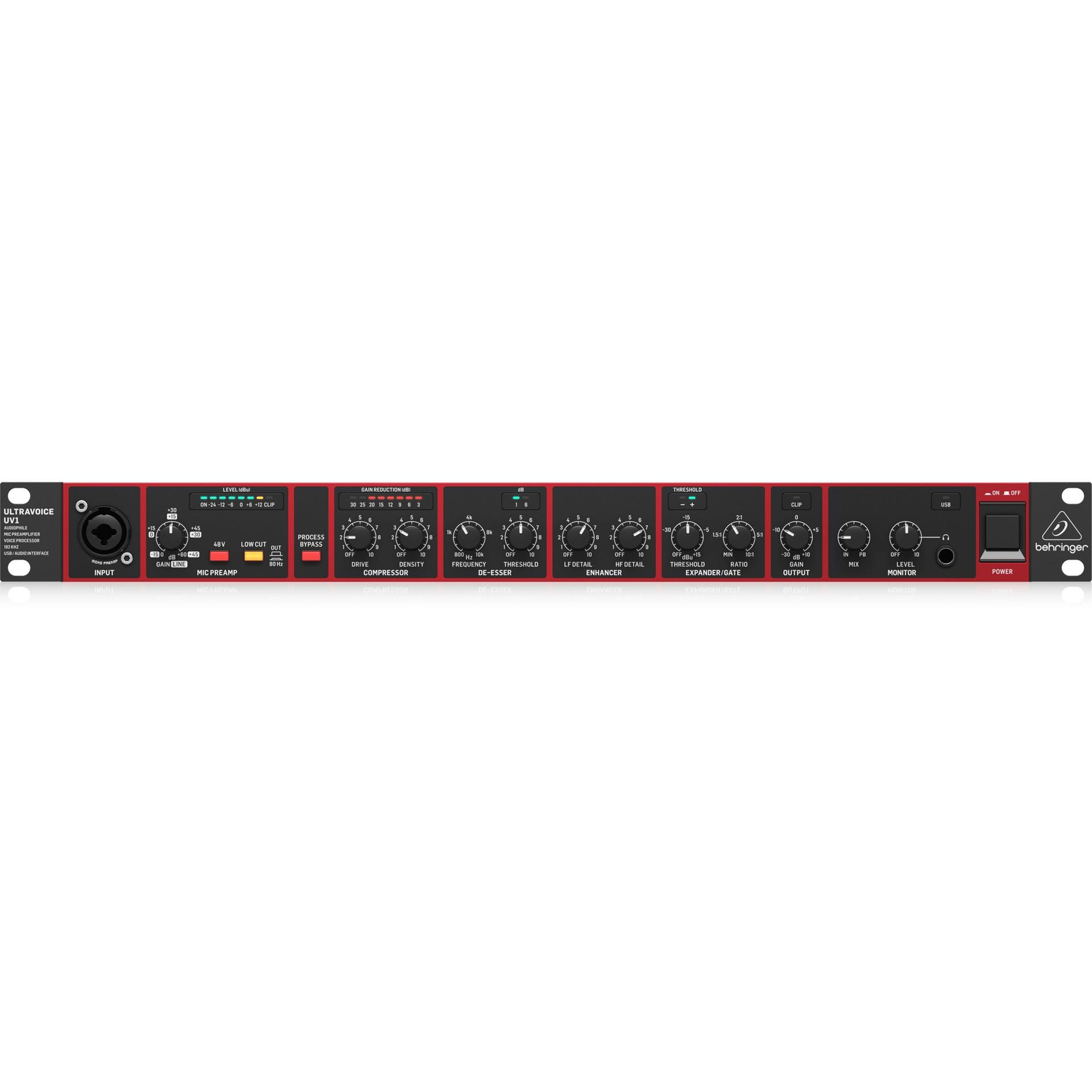 Behringer UV1 Przedwzmacniacz mikrofonowy z interfejsem USB, Phono Vorverstärker, Schwarz, Rot