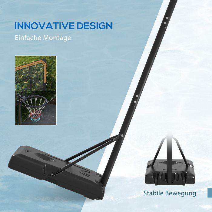 Produktbild Swisshandel24 Basketballkorb Outdoor mit Ständer, 182-213 cm höhenverstellbar, Schwarz