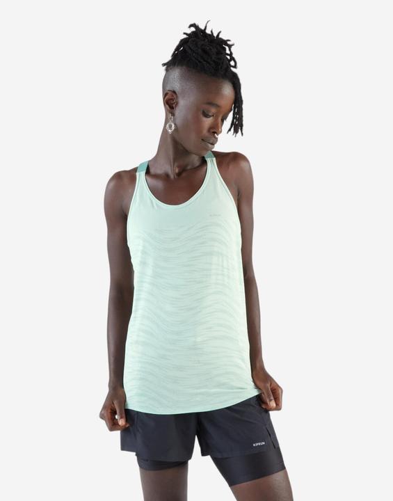 Actual product image Kiprun Run 500 women's running tank top with built-in bra - green (S)