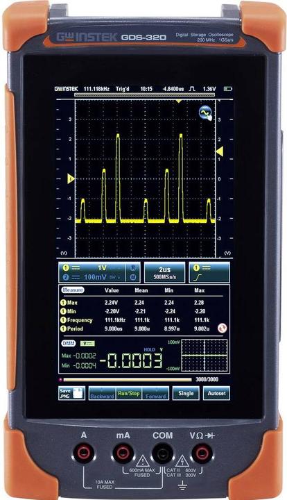 Immagine prodotto GW Instek Oscilloscopio portatile (misuratore di portata) GDS-320 2 (CAT III 600V, CAT II 300V)