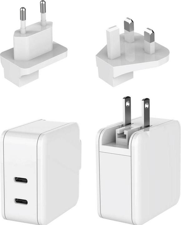 Dehner Elektronik XYPD65CC-ZUZ GaN US foldable with Plug-Set EU/UK white 2xUSB-C (65 W, 2 ports)