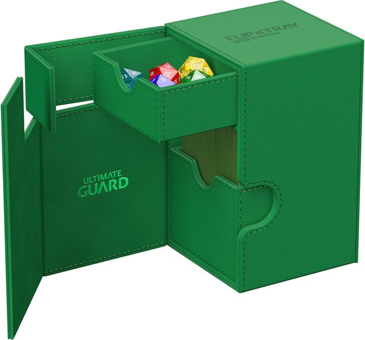 Actual product image Ultimate Guard Card Box Flip'n'Tray XenoSkin Monocolor 100+ Green