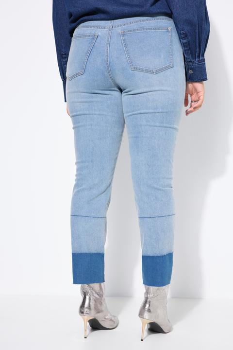 Image du produit Studio Untold Jean Mom en denim foncé, bas de jambe effiloché, coupe 5 poches (54)