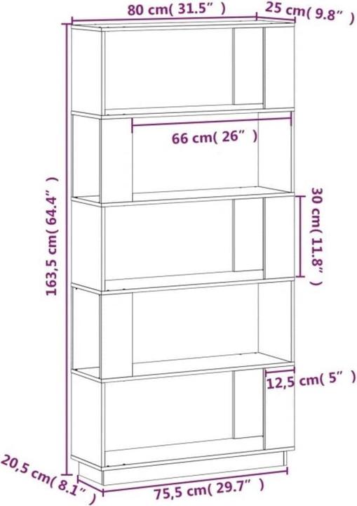 Immagine prodotto vidaXL Bücherregal (80 x 25 x 163.50 cm)