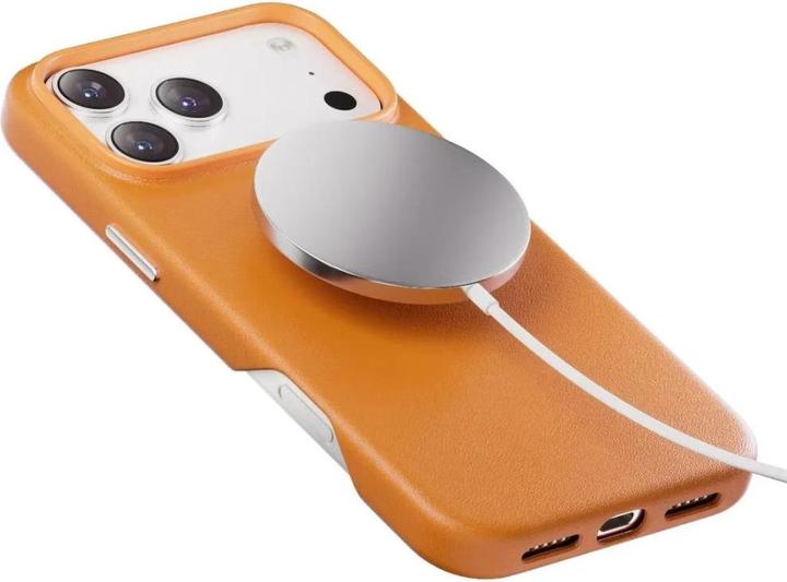 Produktbild Levelo Vertex PU Kunstleder Kartenfach Hülle Apple iPhone 17 Pro Max - Orange (Apple iPhone 17 Pro Max)