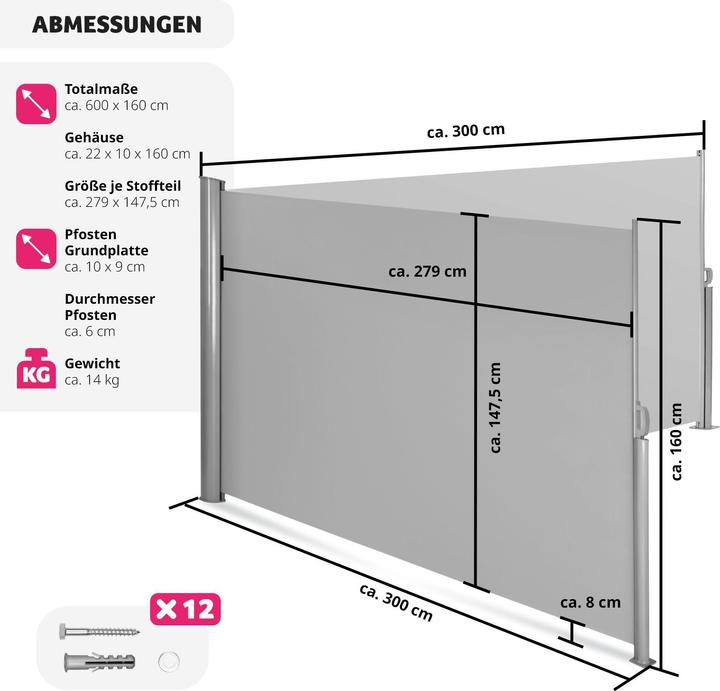 Image du produit tectake Double store latéral (6 m)