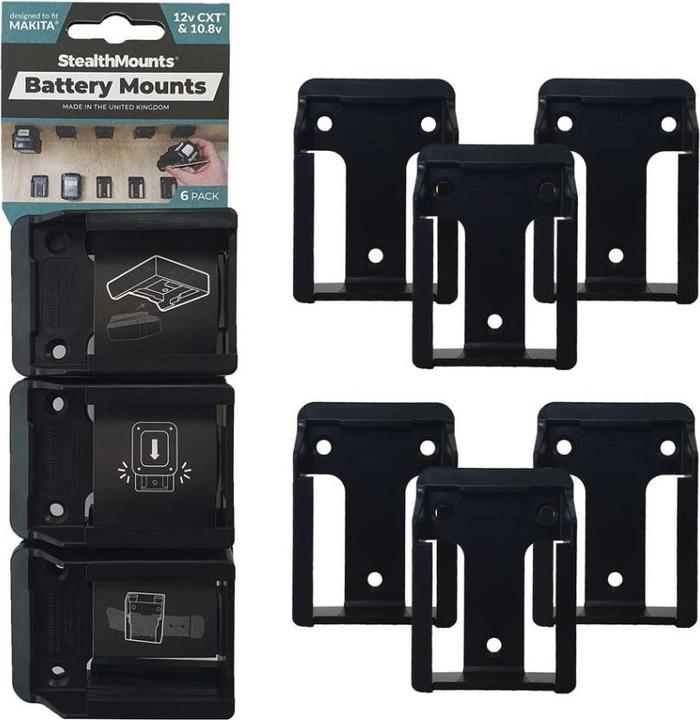 Actual product image StealthMounts BM-MK12-BLK-6 Schwarze Batteriehalter für Makita 12v CXT (6 Stück)