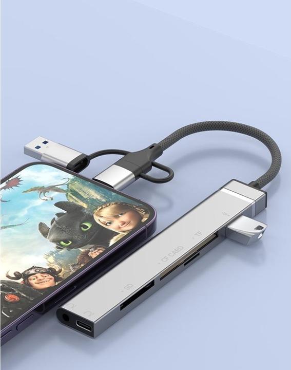 Image du produit PowerGuard All-for-All USB-C, UBS-A & Lightning Audio & Photo Camera Cardreader (Lightning, USB-A, USB-C, Jack 3.5mm, USB-A)