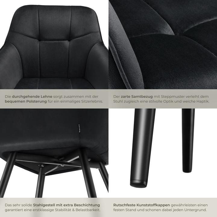 Actual product image tectake chair Marilyn, velvet look, quilted