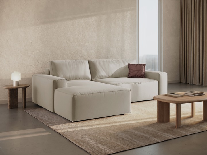 Actual product image Micadoni Velvet Left Corner Sofa With Bed Function And Box, "Jodie", 3 Seats, 246x151x86Made in Europe (Corner sofa)