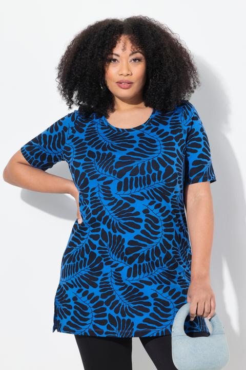 Actual product image Ulla Popken Fern Print Short Sleeve Knit Tunic (62)