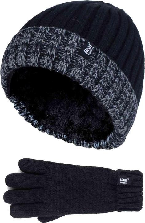 Heat Holders Isoliert Wendebündchen Gerippte Mütze und Handschuhe Set