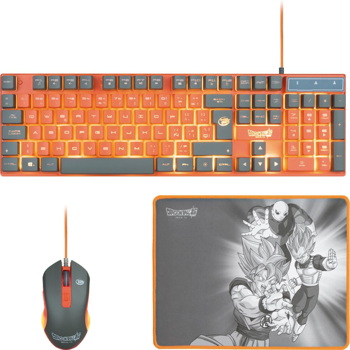 Blade PC Dragon Ball Super Pack Keyboard + Mouse + Mousepad, Mausmatte, Grau, Orange