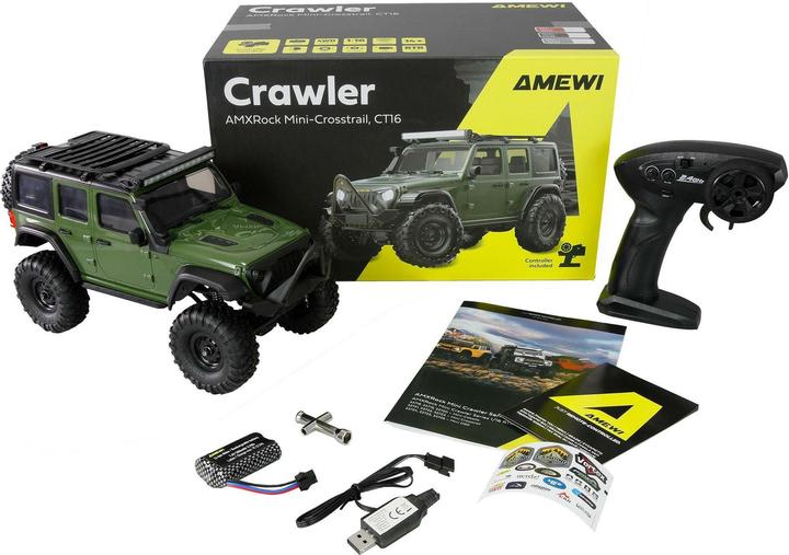 Produktbild Amewi RC Crawler Mini-Crosstrailer AMXRock 4WD 1:16 RTR grün (RTR Ready-to-Run)