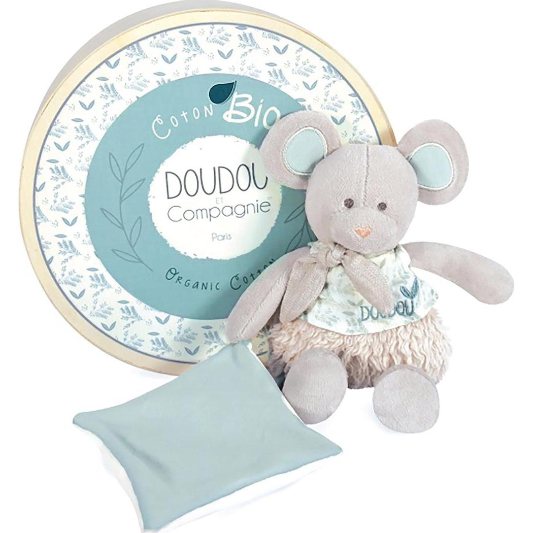 Doudou et Compagnie, Schmusetuch, Bio Maus mit Schmusetuch,olivgrün 22cm