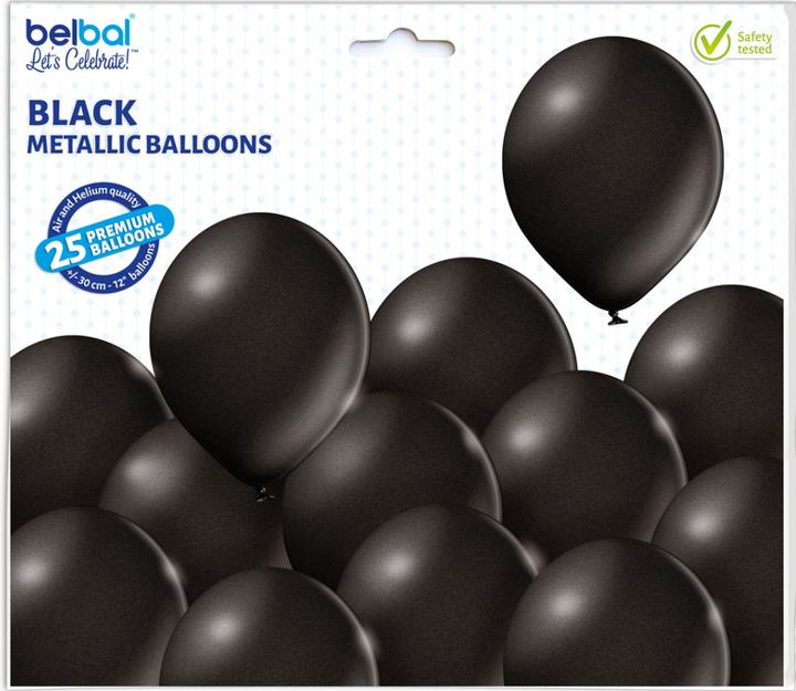 Actual product image Belbal 25 Decorative Round Balloons Ø 33 cm METALLIC BLACK (25 x)