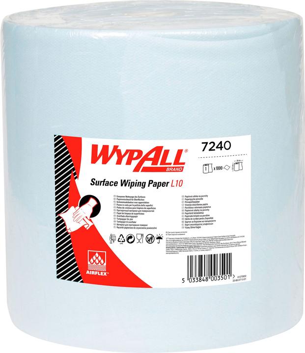 Actual product image Kimberly-Clark Wipe Wypall® L10 EXTRA+ 7240 L380xW330approx. mm blue 1-ply (1000 x)