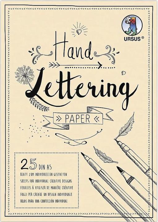 Image du produit Ursus Bloc-notes Handlettering A5, 210 g/m², 25 feuilles, crème (A5)