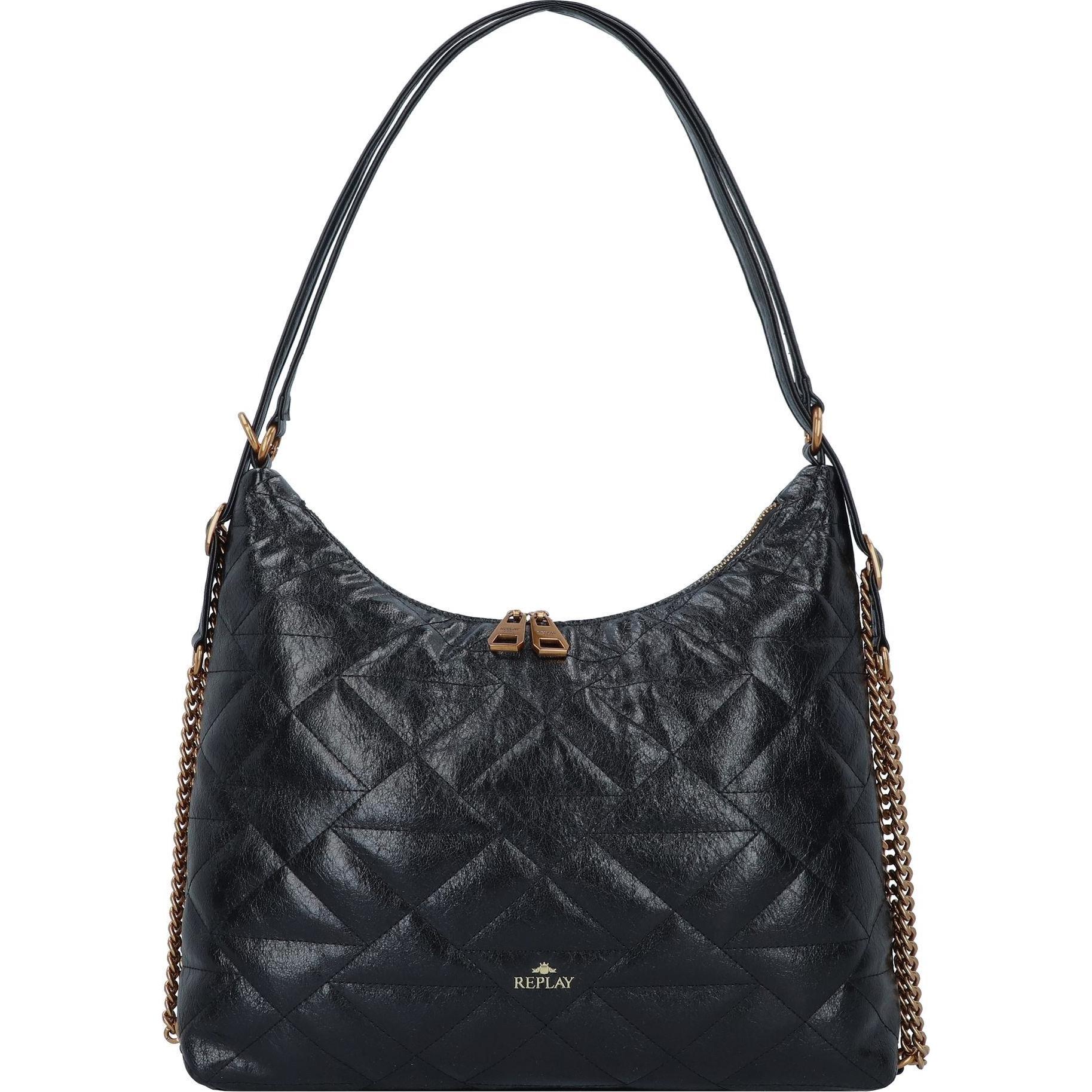 Replay, Handtasche, Schultertasche 37 cm, Schwarz