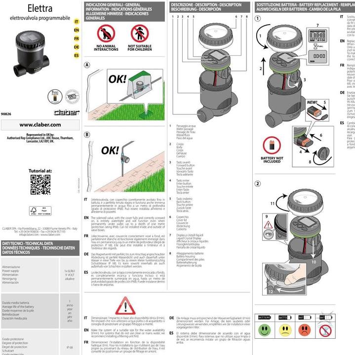 Actual product image Claber 1" Programmable solenoid valve (Irrigation computer)