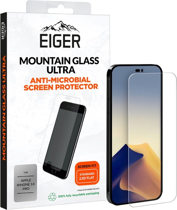 Actual product image Eiger Mountain Glass Ultra (1 Piece, Apple iPhone 14 Pro)