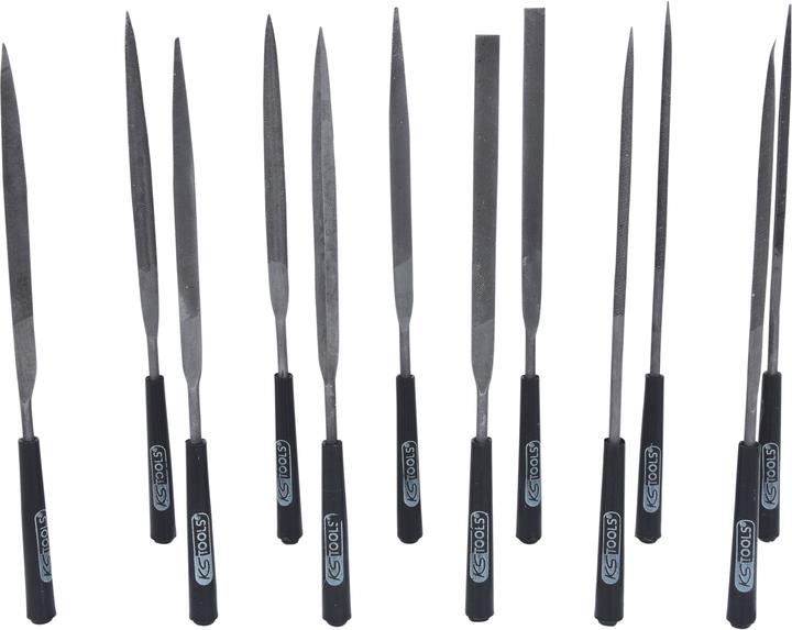 KS Tools Set di lime ad ago con manico in plastica. 12 pezzi. 140.3 (Barra 3, 90 mm)