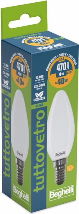 Actual product image Beghelli All-Glass Energy-saving Bulb Warm White 3000 K 4 W E14 E (E14, 470 lm, 1 x)