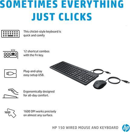 Image du produit HP 150 Souris et clavier filaires (US, Filaire)