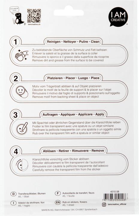 Nährwerte und Zutaten I Am Creative Rub on Sticker A5 (1 Sticker)