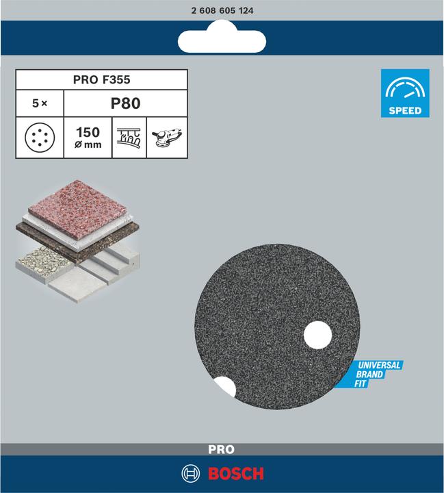 Actual product image Bosch Professional Zubehör PRO F355 sanding sheet, 150 mm, G80 (80)