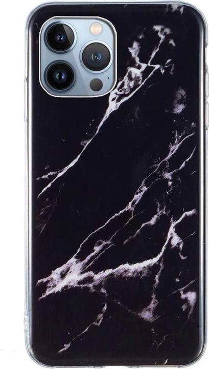 Actual product image Cover-Discount iPhone 15 Pro - Silicone Rubber Case Black Marble (Apple iPhone 15 Pro)