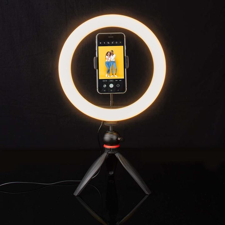 Productafbeelding Nedis Ringlamp | 10 inch | 120 LED's | 2700 - 6700 K | Statief | Zwart (Ringlicht)
