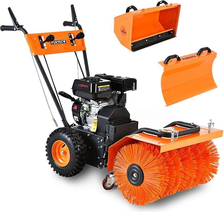 Fuxtec Benzin Kehrmaschine Set mit Schneeschild und Schaufel