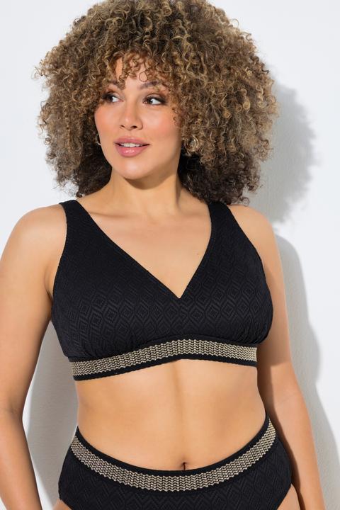 Actual product image Ulla Popken Textured Gold Trimmed Bikini Set (54)