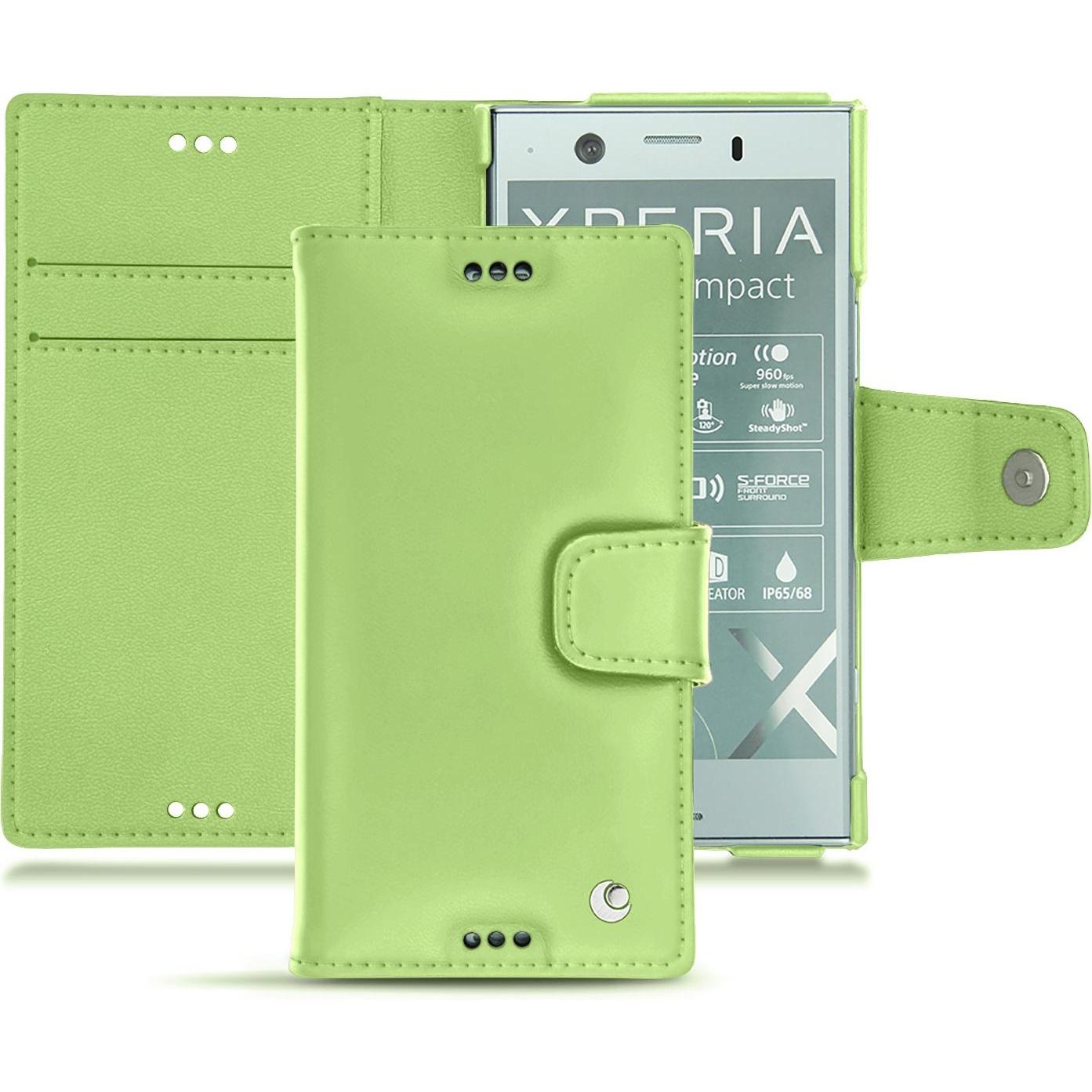 Noreve Lederschutzhülle Wallet (Sony Xperia XZ1 Compact), Smartphone Hülle, Grün