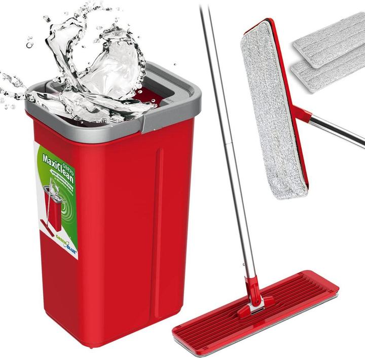 Greenblue Flat broom + bucket + telescopic pole + 2 x Microfiber mat 5.7 L floor cleaning XXL set swivel head