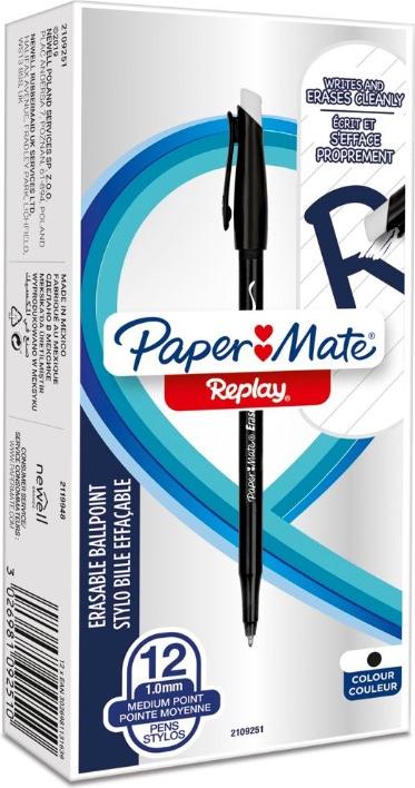 Image du produit Paper Mate Gomme à effacer REPLAY Boîte de 12 s. M (Noir, Noir, 12x)