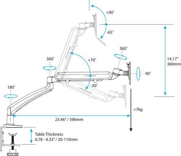 Actual product image StarTech Articulating Monitor Arm (Table, 26", 7 kg)