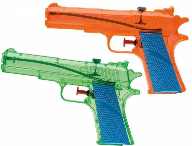 Actual product image Idena 40112 - Plastic water pistols, 2 pieces, green and orange, approx. 18 cm, for children, perfek
