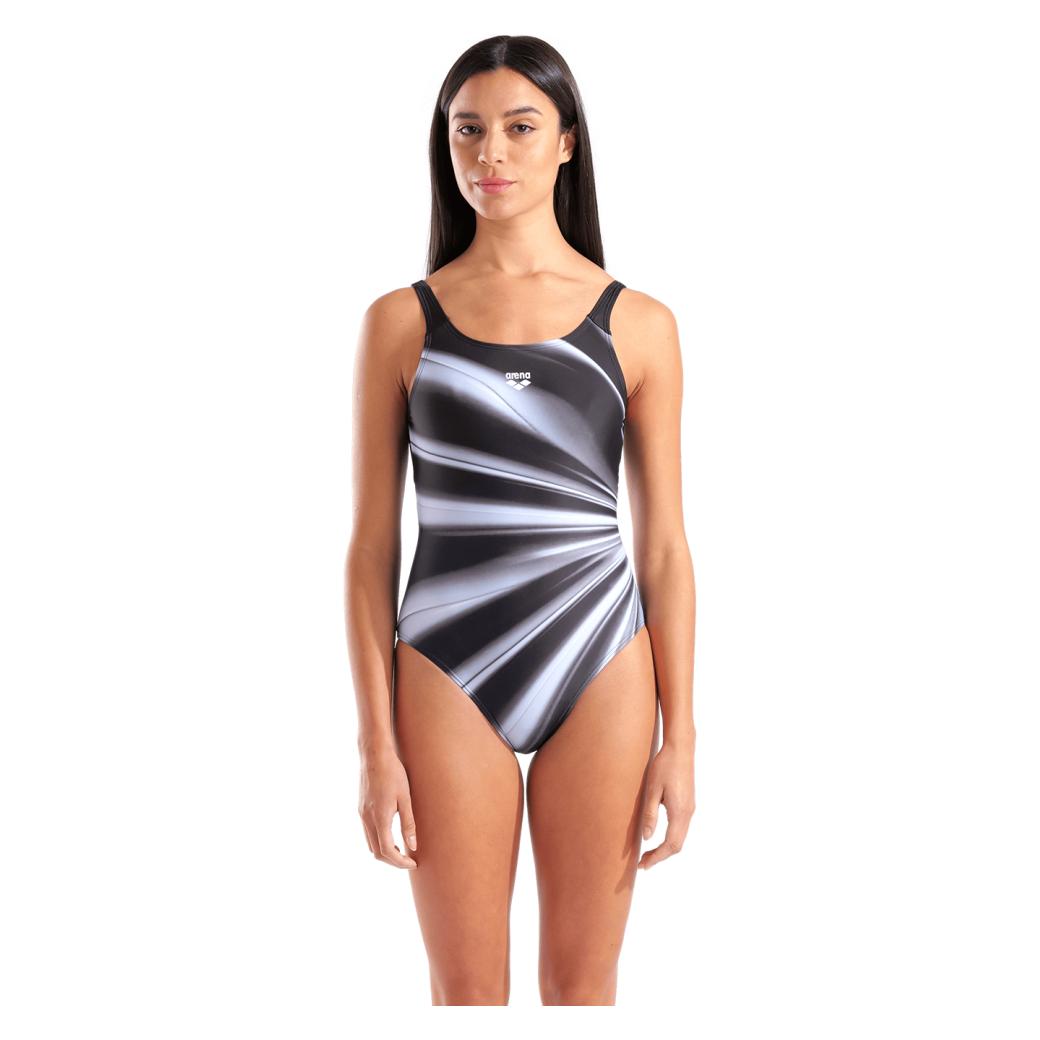 Arena, Damen, Badeanzüge, W Glow Swimsuit U Back B, Schwarz, (38)