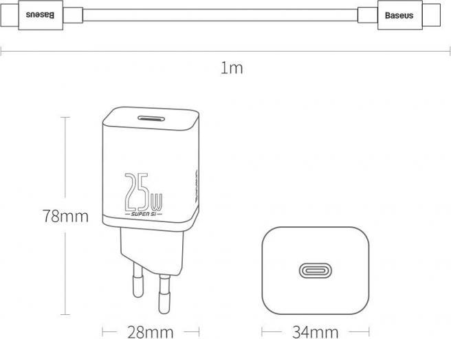 Actual product image Baseus Super Si Set Quick Charger (25 W)