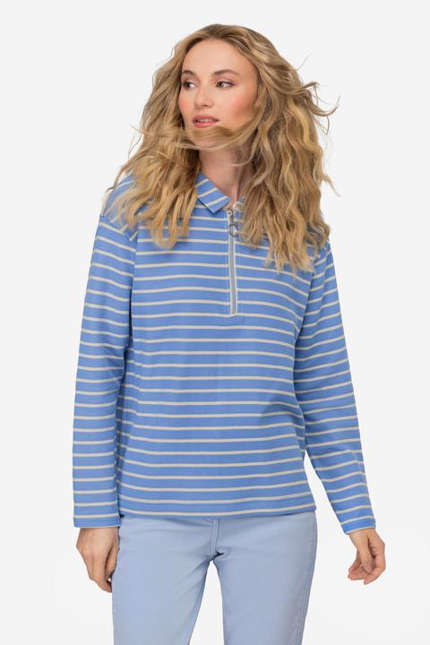 Actual product image Laurasøn Striped Long Sleeve Zipper Polo (M)