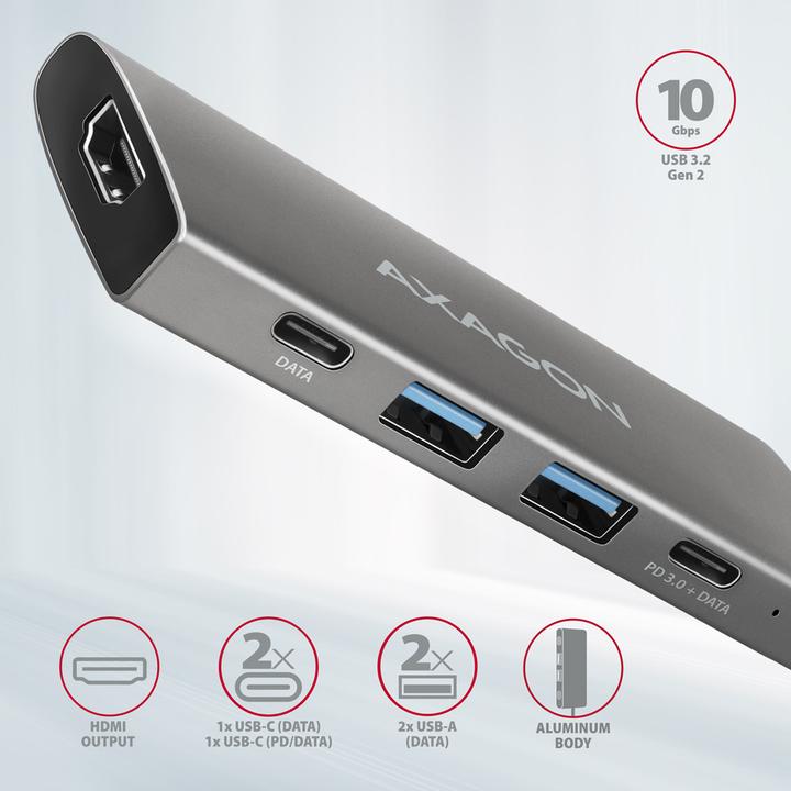 Produktbild Axagon HMC-5G21 USB-C 10 Gbit / s Speedster 5in1 Hub (USB-C)