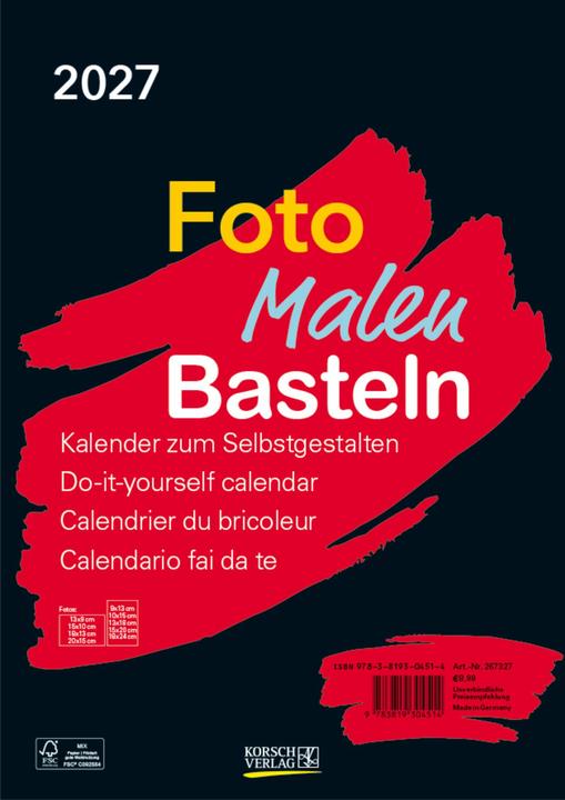 Produktbild Foto-Malen-BastelnBastelkalenderA4schwarz2027 (A4)