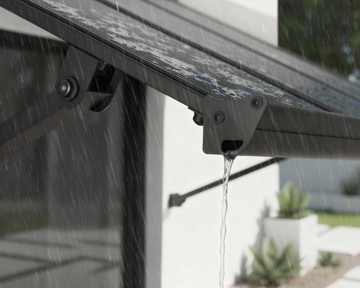 Actual product image Palram Canopia | Augustine 4.8ft Door Awning Black Structure / Opaque Grey Panels