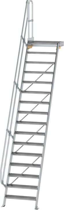 Actual product image Munk Stairs with platform 60° Step width 800 mm 16 steps Aluminium ribbed (Scaffolding, 46 cm)