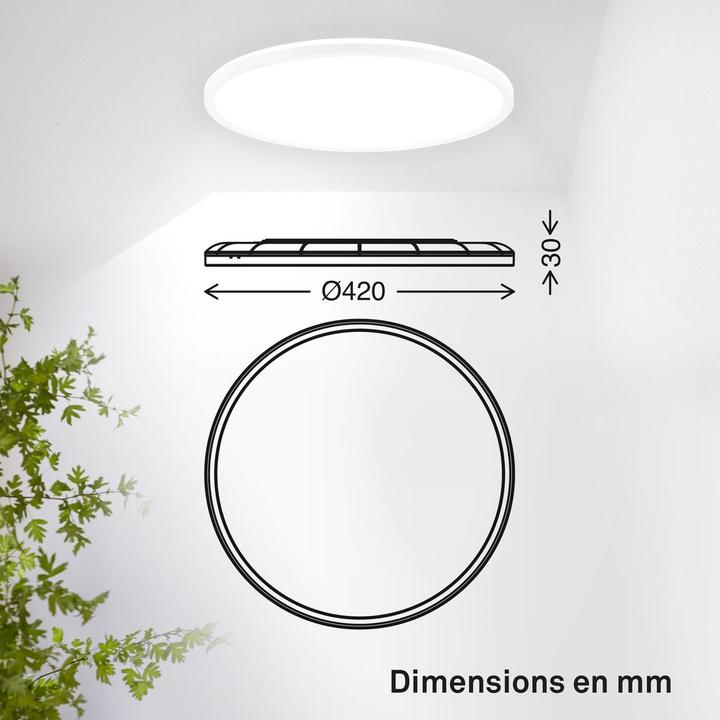 Actual product image B.K.Licht SHALLOW ultraflaches LED Panel, 4000K, IP44, white, dia:420 (3000 lm)